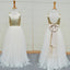 Gold Sequin Top White Tulle Cute Flower Girl Dresses For Wedding Party, FG002