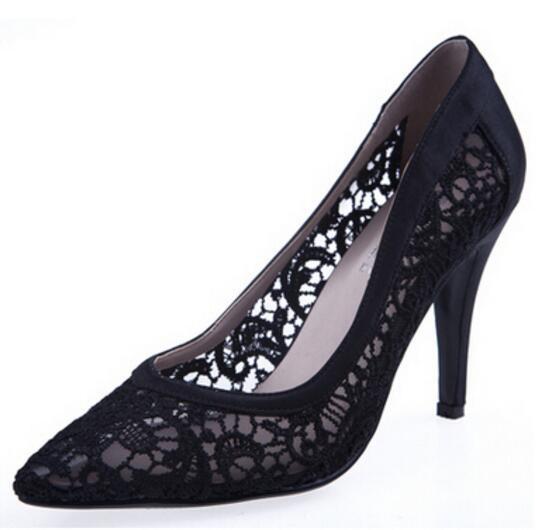 Sexy See Through High Heels Pointed Toe Lace  Wedding Bridal Shoes, S001