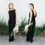 Black Chiffon Sleeveless Cheap Backless Floor-Length Bridesmaid Dresses, KX1027