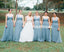 Mismatched Tulle Floor-Length Cheap Backless Long Bridesmaid Dresses, KX1045