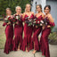 Sexy V-Neck Mermaid Bridesmaid Dress, Spaghetti Straps High-Low Bridesmaid Dress, KX1352