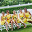 Short Yellow Knee-Length Bridesmaid Dress, Sleeveless Satin Backless Bridesmaid Dress, KX1393