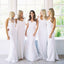 White Sheath Chiffon Backless Elegant Simple Bridesmaid Dress, FC1397