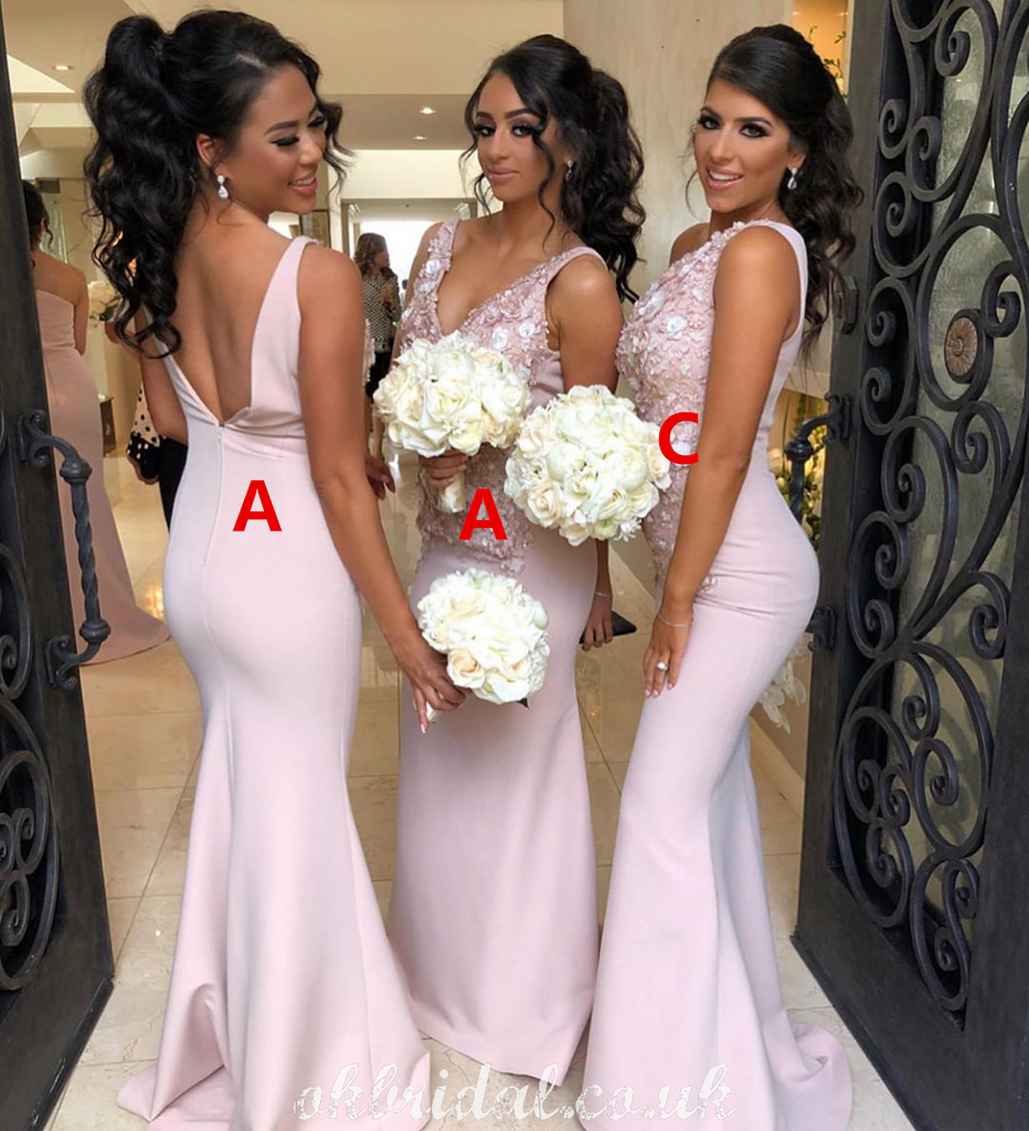 Gorgeous Mermaid Mismatched Lace Appliques Bridesmaid Dress, FC5042