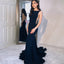 New Arrival Navy Blue Mermaid Backless Jersey Sleeveless Prom Dress, FC1246