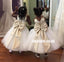 White Tulle Flower Belt Flower Girl Dresses with Bow-Knot, Popular Little Girl Dresses, KX1140