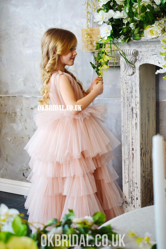 Tulle A-line Sleeveless Cute Flower Girl Dress, FC4927