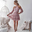 Dusty Pink Lace Homecoming Dresses,Chiffon Open-Back Homecoming Dresses, KX1512