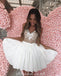 Spaghetti Straps Organza A-line Lace Appliques Homecoming Dress, FC5012