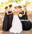 Black V-Neck Backles A-Line Sleeveless Floor-Length Bridesmaid Dress, KX940