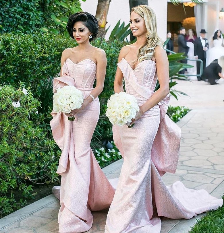 Mismatched Sexy Mermaid Backless Sweetheart Satin Bridesmaid Dresses, FC929