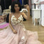 Newest Spaghetti Straps V-Neck Prom Dresses, Tulle Backless A-Line Applique Prom Dresses, KX1266