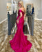 Long Off Shoulder Mermaid Prom Dresses, Backless Soft Satin Sexy Prom Dresses, KX1458