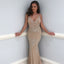 Sexy V-Neck Mermaid Jersey Backless Beaded Prom Dresses, FC1536