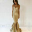 Gold Sequin Mermaid Sexy Slit Prom Dress, FC1750