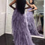 Charming Tulle Slit Backless Spaghetti Straps Cheap Prom Dresses, FC1821