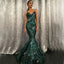 Sparkly Green Sequin Mermaid Backless Beaded Prom Dresses, FC1857