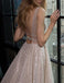 Sparkly Sequin A-Line Backless Tulle Simple Sleeveless Prom Dresses, FC1861