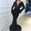 Black Tulle Long Sleeve Backless Jersey Mermaid Beaded Prom Dress, FC1890