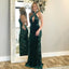 Charming Halter Velvet Mermaid Backless Beaded Sleeveless Prom Dresses, FC1898