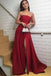Simple Straight Neackline A-Line Backless Satin Slit Prom Dresses, FC1945