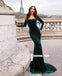 Most Popular Off Shoulder Long Sleeve Mermaid Velvet  Backless Prom Dresses, FC1982