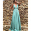 Spaghetti Straps A-line Deep V-neck Backless Satin Chiffon Prom Dresses, FC2297