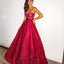 Lace Sweetheart A-line Backless Satin Prom Dresses, FC2347