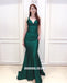 New Arrival Mermaid V-Neck Backless Silk Elastic Satin Prom Dresses, FC2396