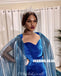 Unqiue Royal Blue Velvet Mermaid Long Prom Dresses, FC4044