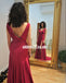 Sexy V-Neck Backless Slit Prom Dresses, Inexpensive Sleeveless A-Line Prom Dresses, KX1293