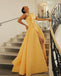 Elegant A-line Satin Sexy Slit Backless Long Prom Dresses, FC6050