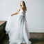 Long V-Neck Applique Sleeveless Wedding Dresses, Cheap Backless Tulle Wedding Dresses, KX845