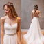 Simple Long A-Line Backless Wedding Dresses, Tulle Wedding Party Dresses, WD0013