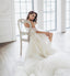 Honest Off Shoulder A-Line Wedding Dress, Tulle Backless Long White Wedding Dress,  KX1326