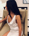 Hot Sale Deep V-Neck Backless Elastic Satin Slit Mermaid Sleeveless Wedding Dresses, FC1334