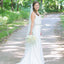 Vintage White Open-Back Mermaid Sleeveless Satin Chiffon Wedding Dresses, FC1530