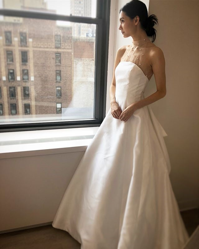 Special Tulle A-Line Sleeveless Satin Floor-Length Charming Beaded Wedding Dresses, FC1585