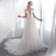 Charming Round Neckline A-Line Tulle Backless Lace Beaded Wedding Dresses, FC1636