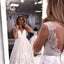 Elegant Lace A-Line Backless Applique Sleeveless Tulle Cheap Wedding Dress, FC1642