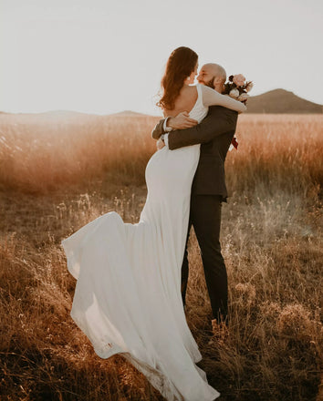 Simple Long Sleeve Backless Mermaid Beaded Wedding Dresses, FC1906