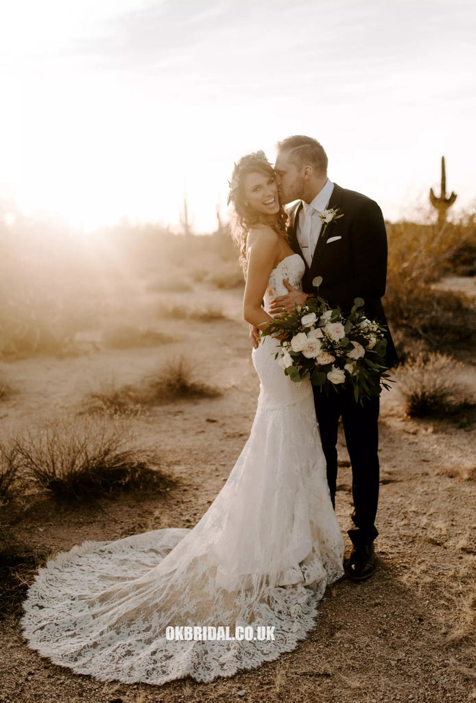 Gorgeous Sweetheart Lace Mermaid Backless Wedding Dress, FC1908