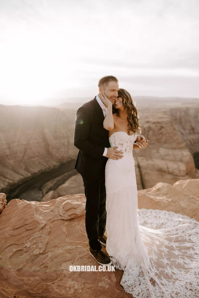 Gorgeous Sweetheart Lace Mermaid Backless Wedding Dress, FC1908