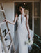 Unique Mermaid Sleeveless Organza Slit Backless Wedding Dresses, FC1976