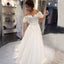 Charming Off Shoulder Lace Top Wedding Dress, Tulle A-Line Applique Wedding Dress, KX596