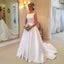 Charming Satin Simple Design A-Line Backless Gorgeous Wedding Dresses, KX1345