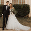 Spaghetti Straps Tulle A-Line Bridal Dress, Backless Lace Long Wedding Dress,  KX1406