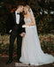 Off Shoulder A-line Charming Lace Backless Floor-Length Wedding Dresses, FC3912