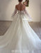 Charming A-line Tulle Backless Long Sleeves Sweetheart Lace Wedding Dresses, FC4455